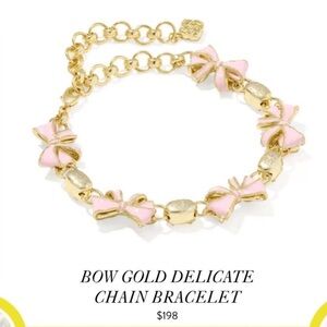 Kendra Scott x LoveShackFancy Bow Gold Delicate Chain Bracelet NEW